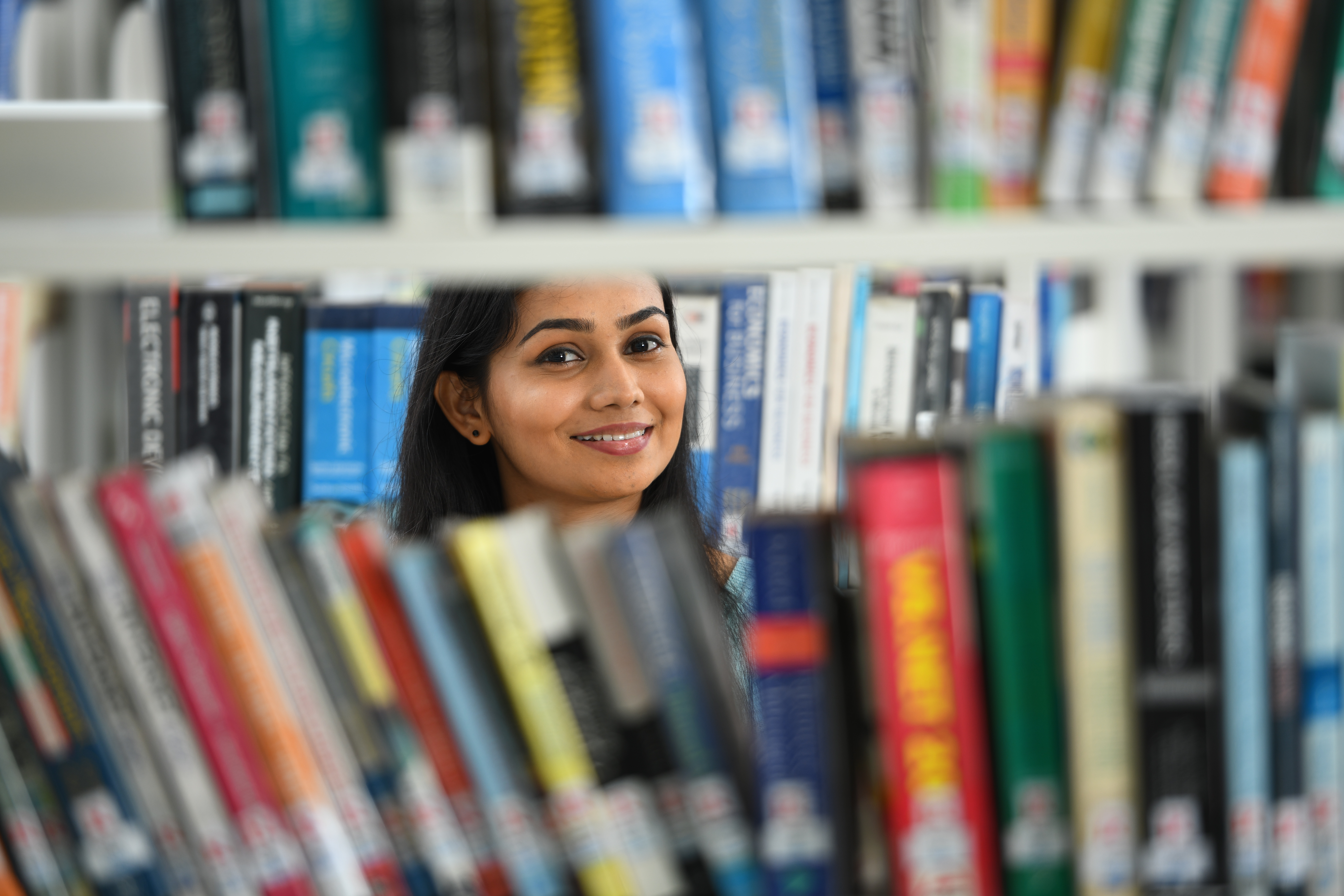 Student in library